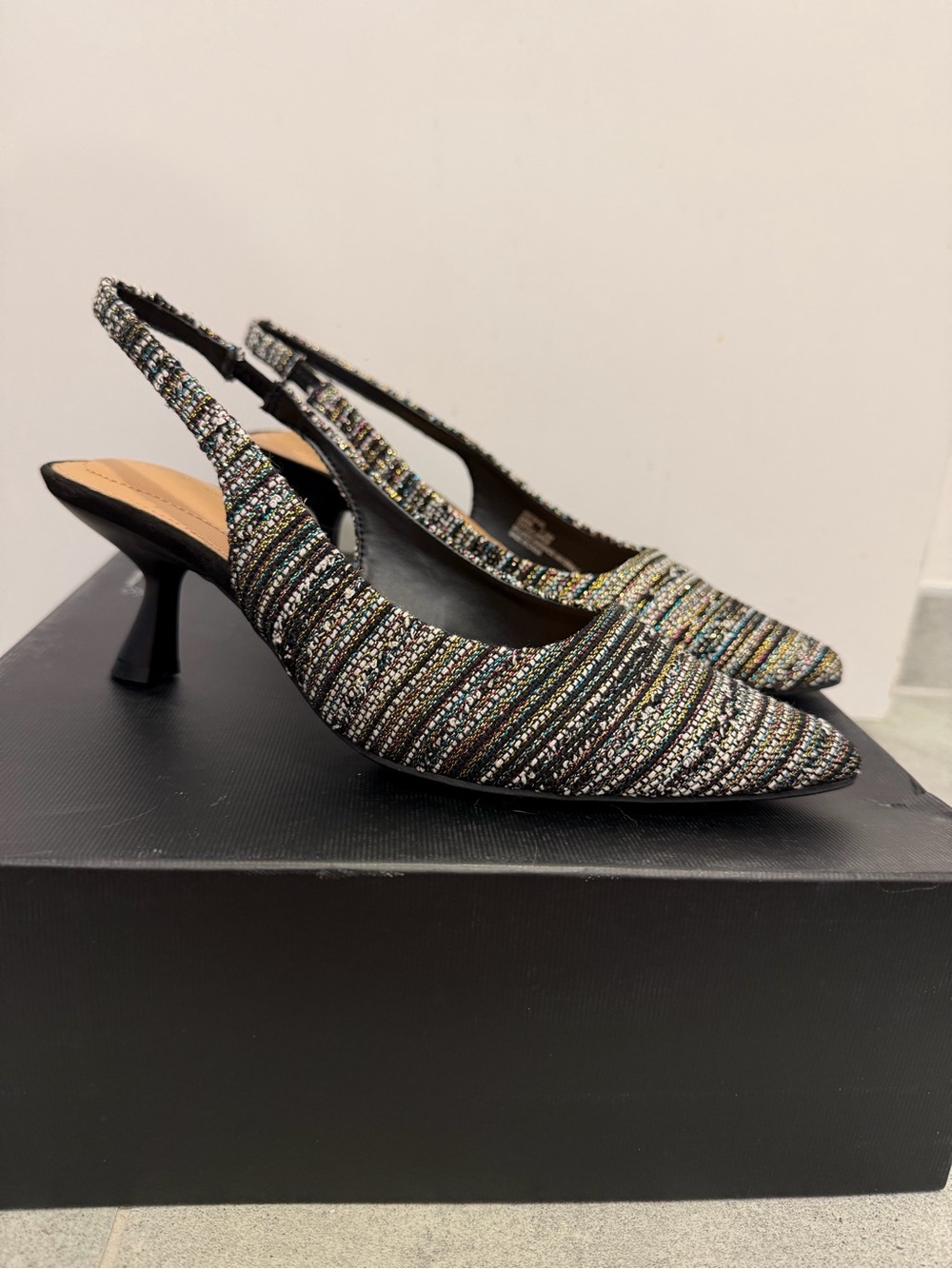 Kelly & Katie Multicolor Glitter Slingback 2.5” Kitten Heels Size 7.5